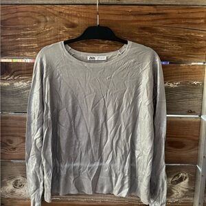 Zara Metallic Gray Knit Top